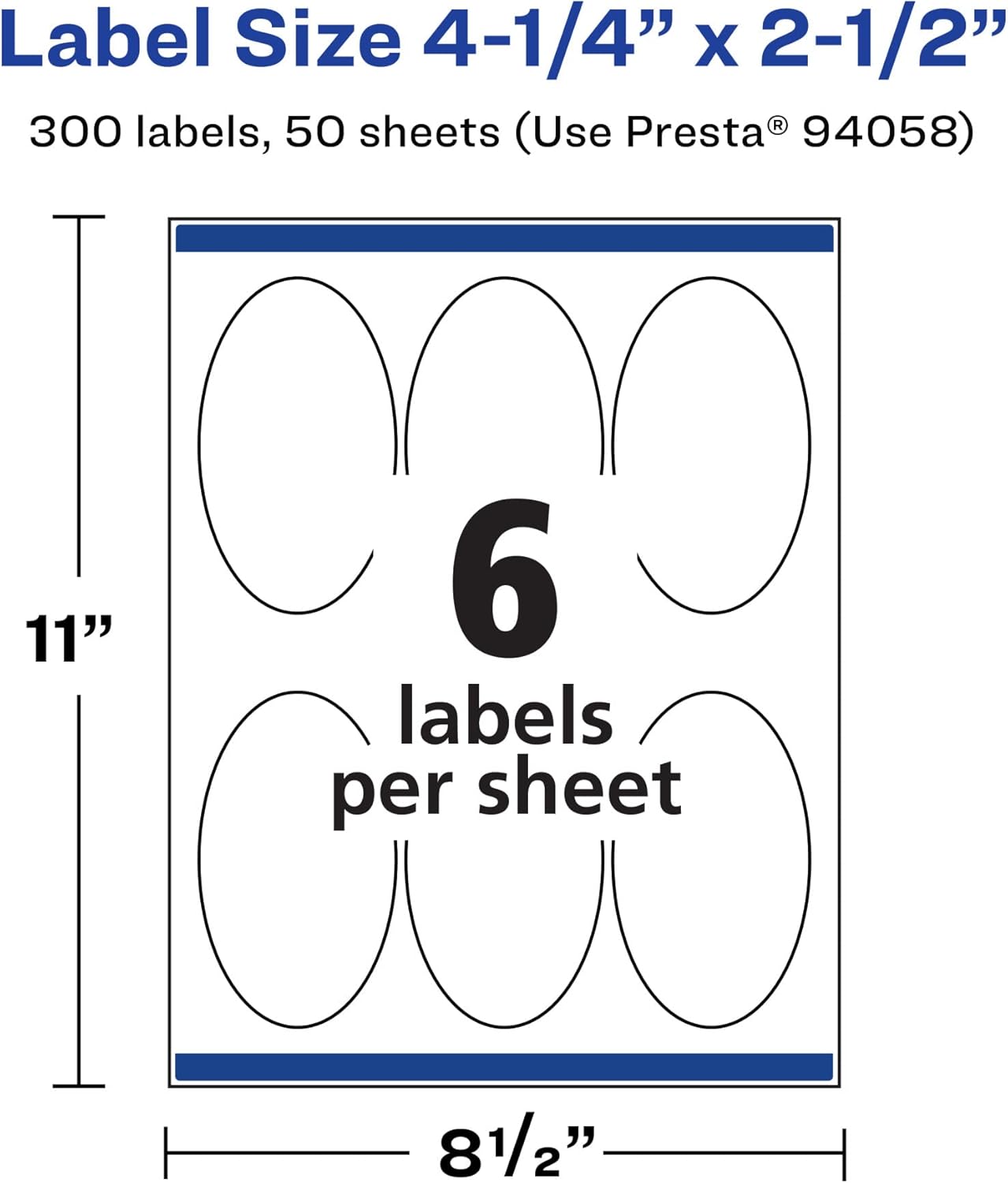 Avery Printable Durable White Oval Labels, Sure Feed Technology, 4.25" x 2.5", Waterproof Labels, Laser & Pigment-Based Inkjet Compatible, 300 Total, Great for Product Branding, Marketing, and More