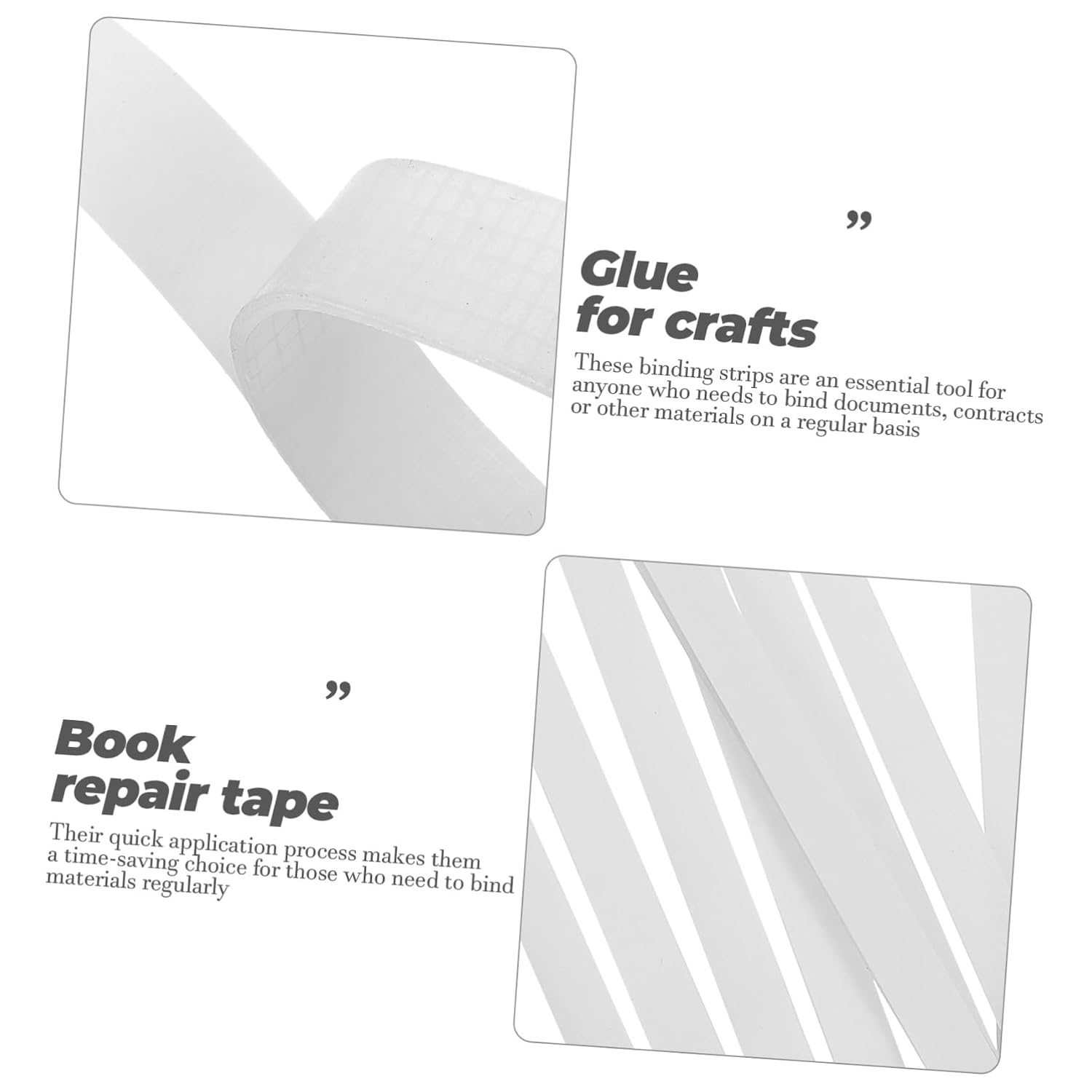 HOMSFOU 30pcs Mesh Backing Glue Binding Strips for Book Binding Reliable Quick Application for Contracts Documents and Photos Essential Office Supply
