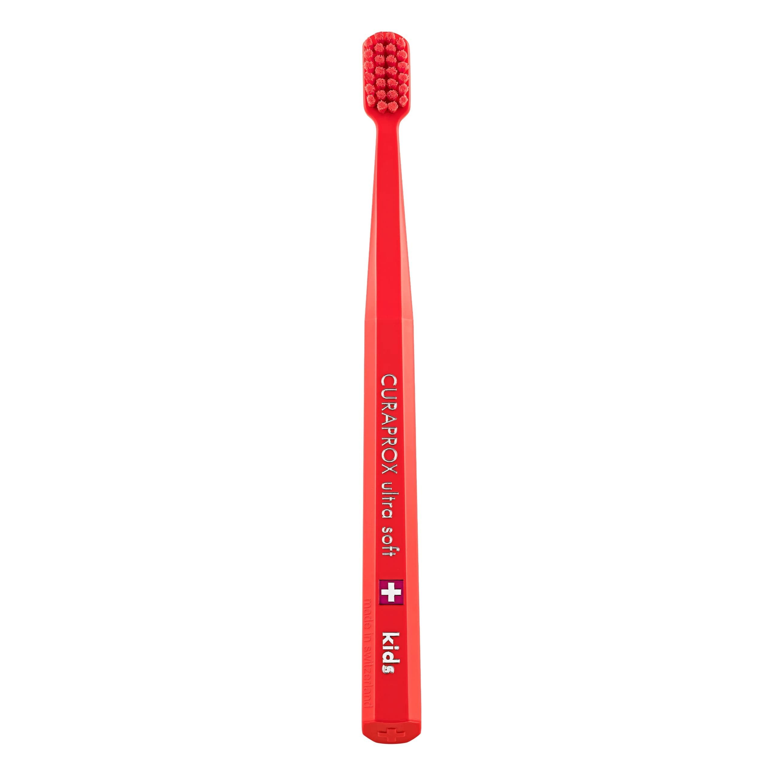 Curaprox CS Kids Toothbrush– for Children Aged 4–12 | Ultra-Soft Gentle Cleaning | 5,500 Curen® filaments | Red | Single Pack | Made in Switzerland-image-46