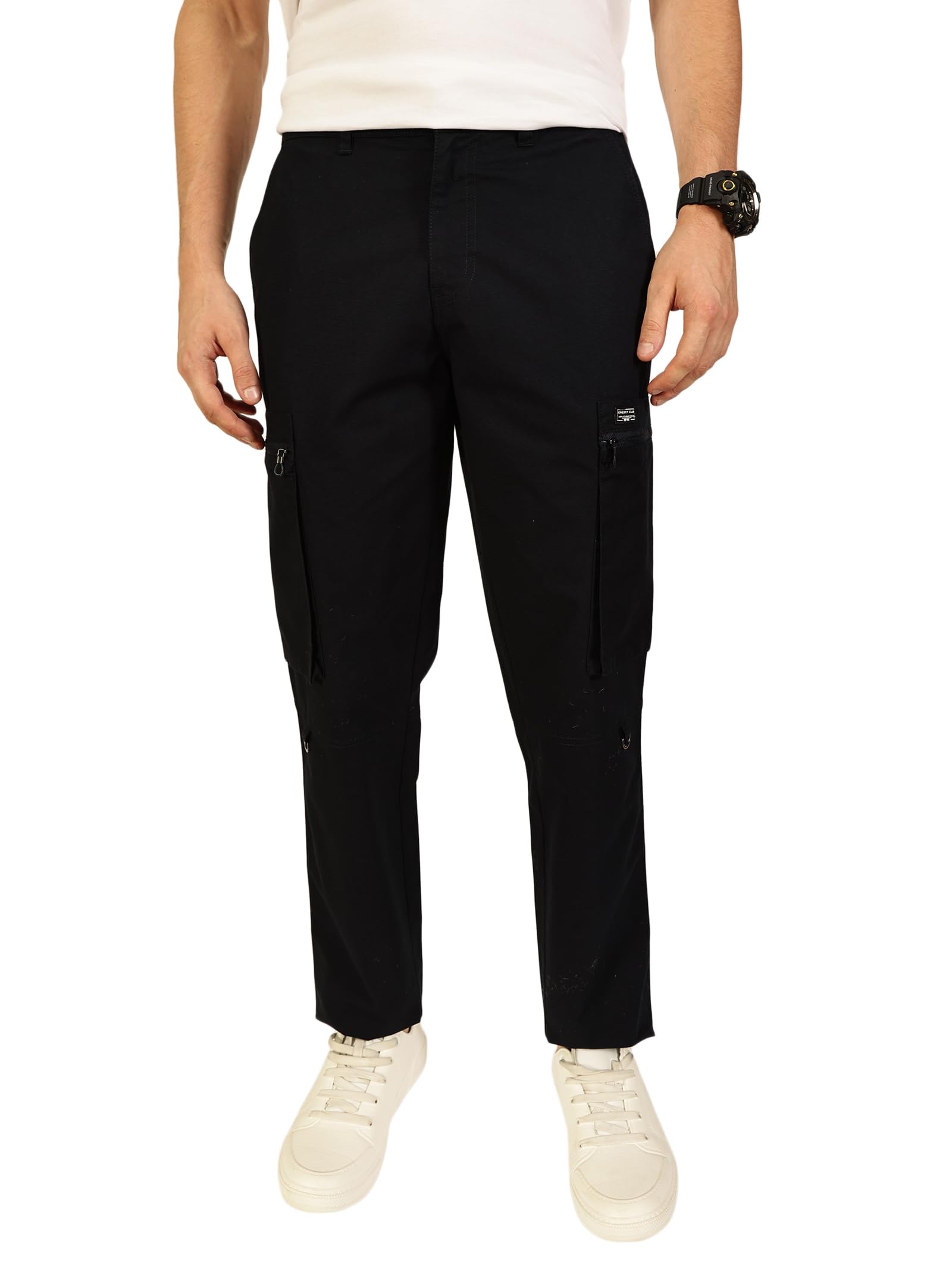 thomas scott Men's | Solid | Light Weight | Breathable Fabric | 2 Zipper Pockets | Mid Rise | Regular Fit | Cotton Blend | Button Waist | Chino Trouser | Pants-picture-32