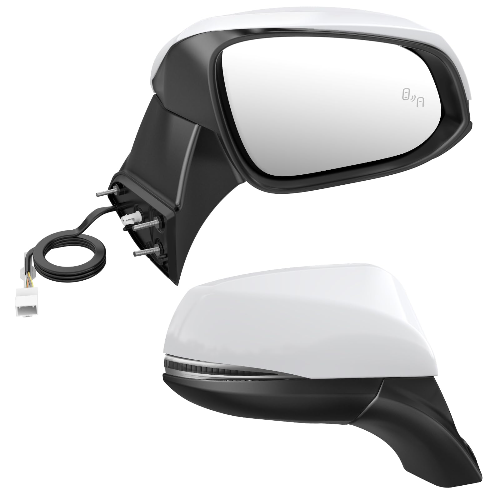 WonVonLeft Driver Side Mirror Compatible for 2020-2024 Toyota Highlander, Mirrors with Blind Spot Detection | Power | Turn Signal Light | Heated | Manual Folding, Replace 87940-0E350 (7Pins)