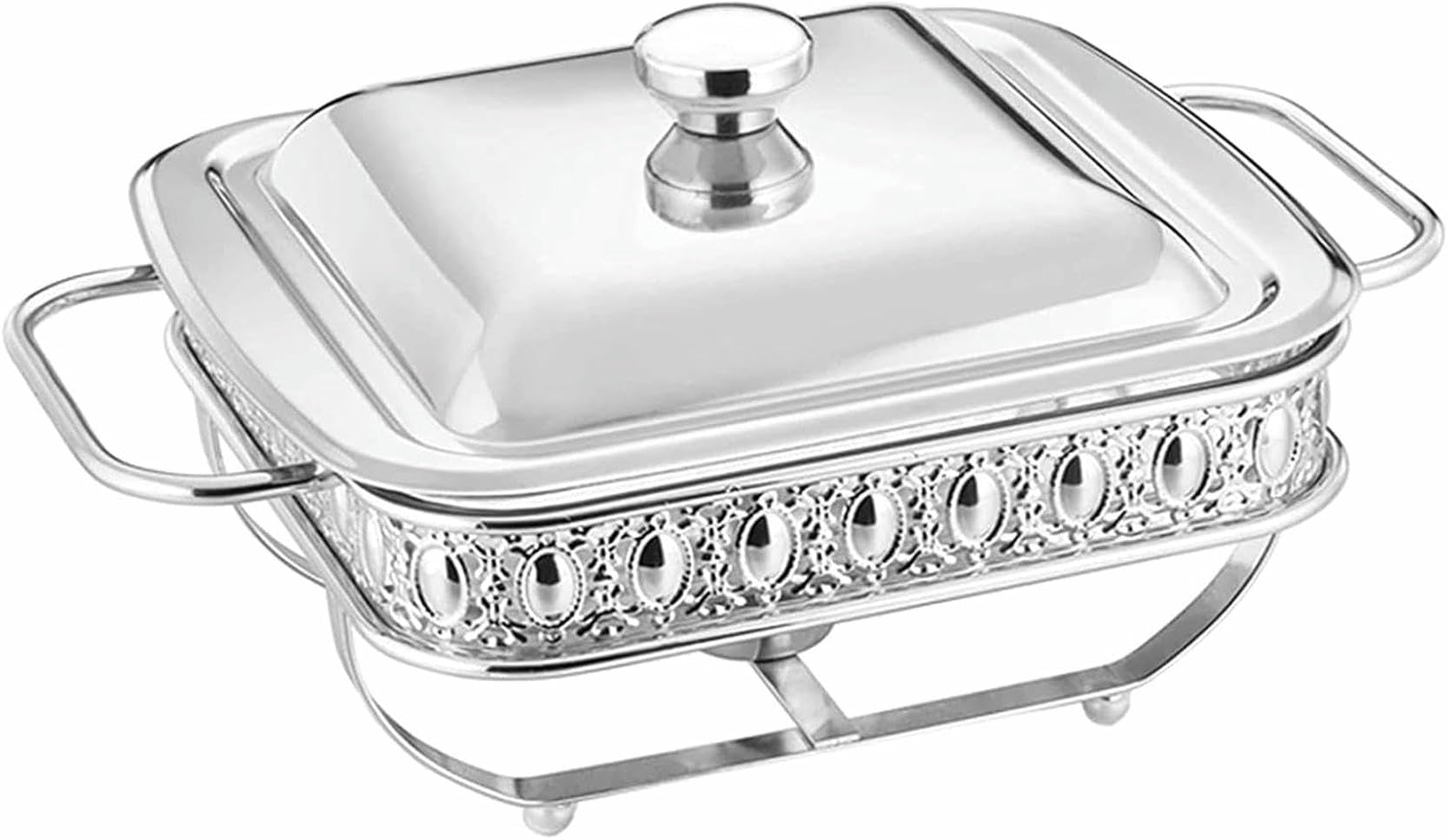 Réchaud buffet 2L argenté avec couvercle pour maintien au chaud