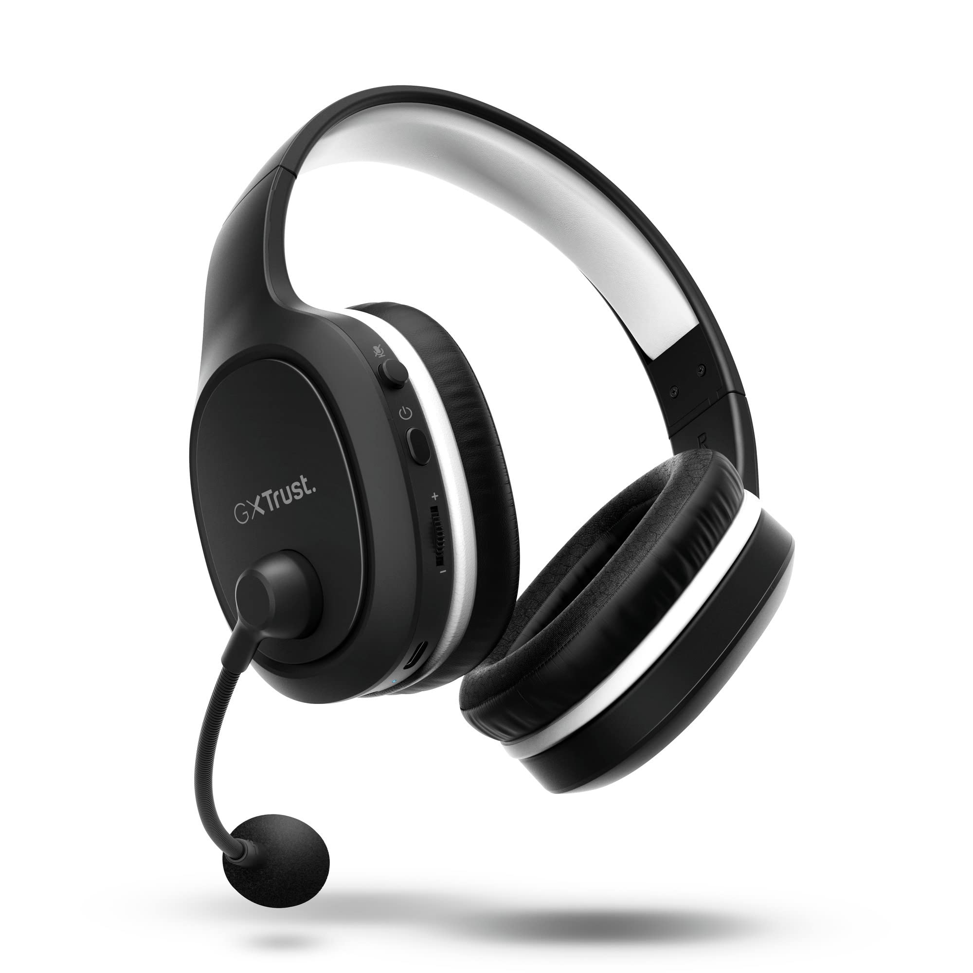 Trust Gaming GXT 391 Thian Cuffie Gaming Wireless per PS5, PS4 e PC, 5.8 Ghz, Dongle USB, Over Ear, Ricaricabile, Multi-Platform, Cuffie con Microfono Leggero Sostenibile - Nero