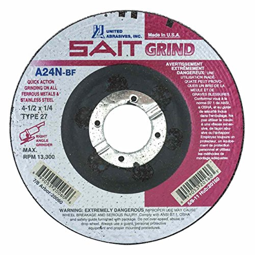 Sait 20060 A24N 4-1/2X1/4X7/8 Fast Grinding Metal/Stnls Grinding Wheels|Pkg.25
