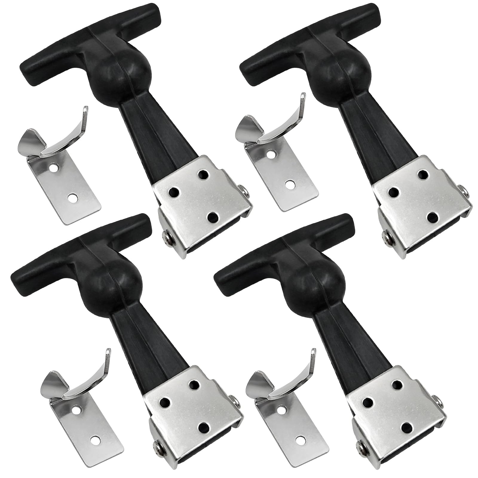 4 Pezzi Chiusure Per Cofano In Gomma In Acciaio Inox, T Handle Hasp Gomma Flessibile Draw Fermi, Fibbie In Con Chiusura Flessibile Per Camion Per Cassetta Degli Attrezzi, Motore, Cofano(Nero)