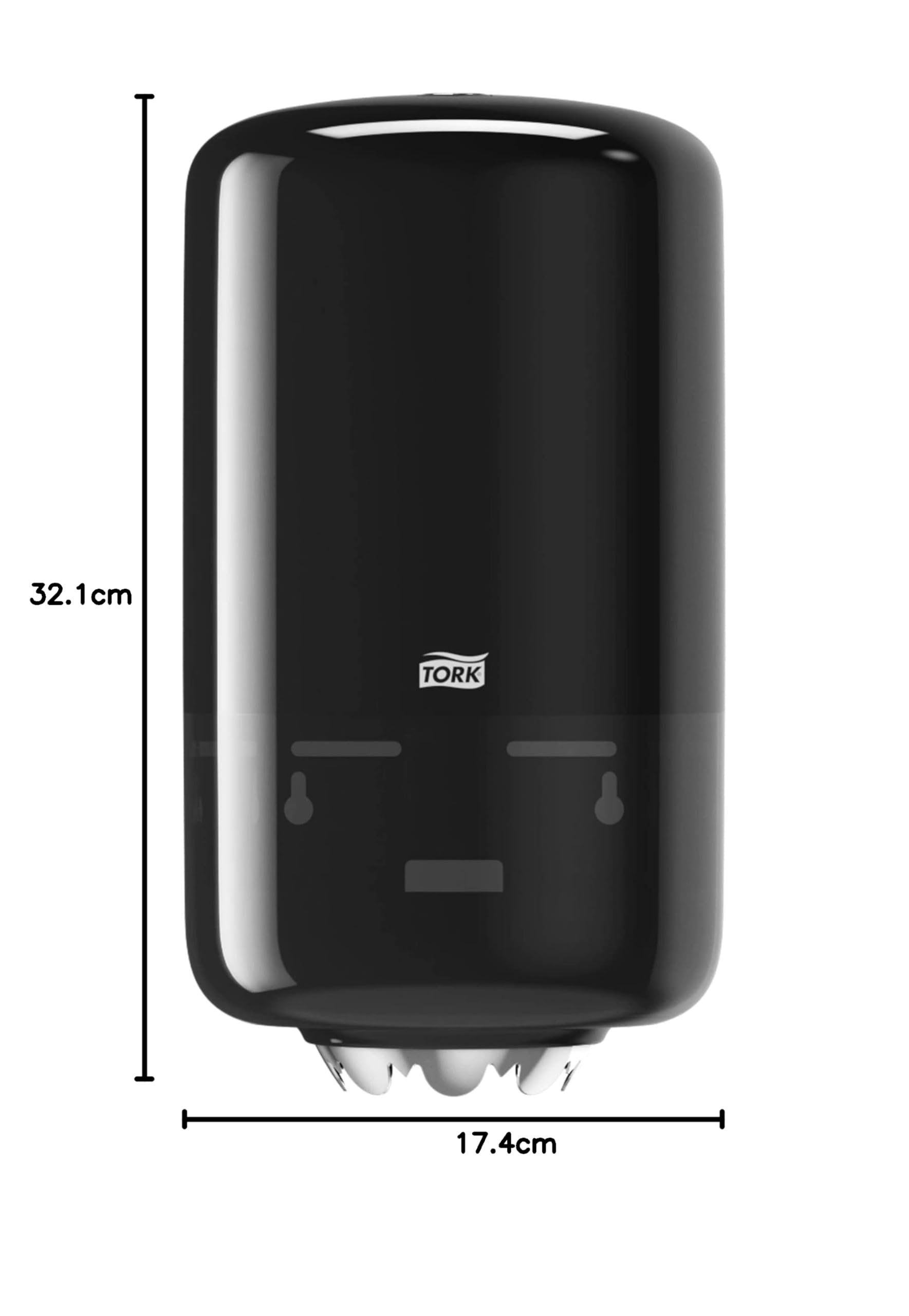 Tork 558008 Dispenser per asciugamani ad estrazione centrale Mini, sistema M1, 32,1 cm x 17,4 cm x 16,5 cm (altez. x largh. x profond.), Elevation design, colore nero