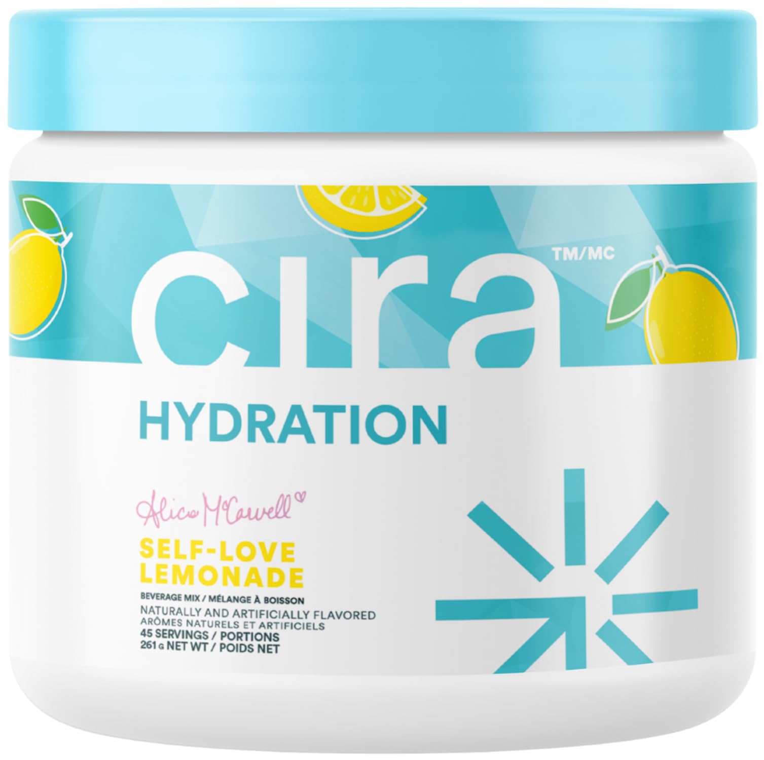 Cira Hydration Powder x Alicia McCarvell's Electrolyte Drink Mix with Himalayan Salt for Dehydration Relief and Recovery - Self Love Lemonade, 45 Servings