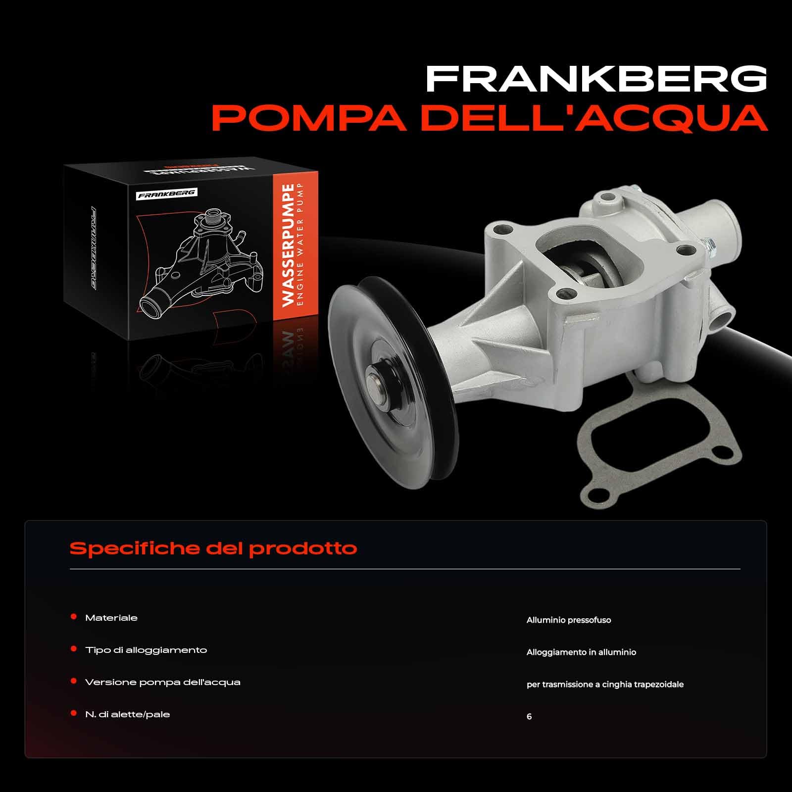 Frankberg Pompa dell'acqua Pompa del liquido di raffreddamento Compatibile con 141 900 Seicento/600 187 0.9 Cinquecento 170 0.9 Cinquecento 170 0.9 i.e S Cinquecento 170 0.9 i.e 46742168,7724414