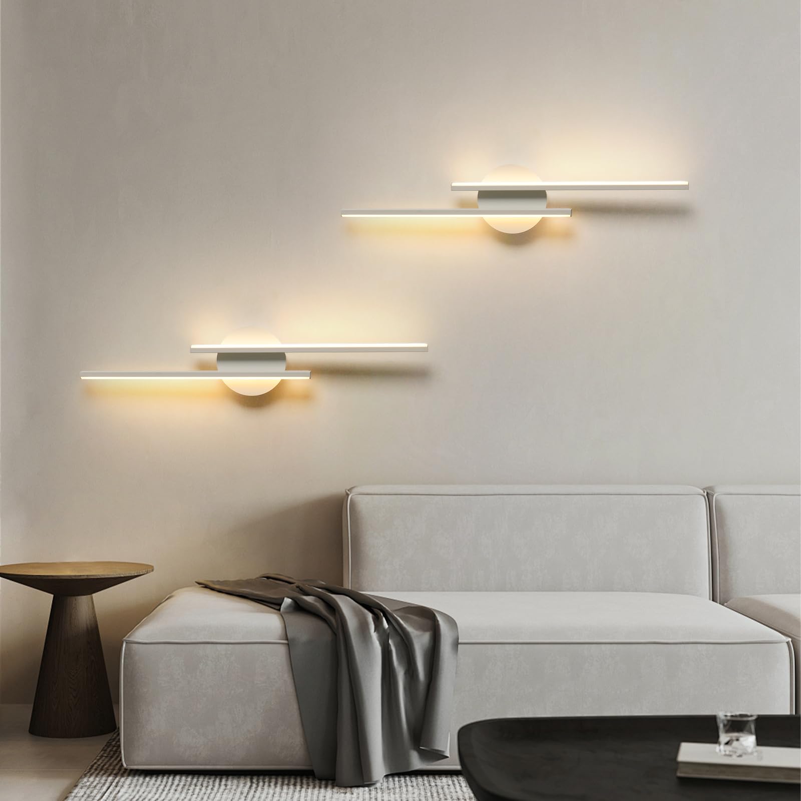 Comely Nowoczesny Kinkiet LED, 24W 2700LM Biały Wewnętrzny Kinkiet LED, 60CM Lampa Ścienna LED Do Sypialni, Salonu, Jadalni, Korytarza, Schodów, Ciepła Biel 3000K