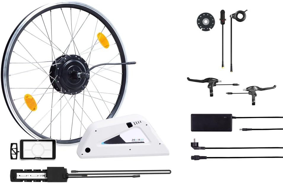 Complete Electric Bicycle Conversion, 36 V / 14 Ah, 504 Wh, Panasonic Battery 36 V / 250 W, Bafang Rear Motor, Thumb Throttle, E-Brake Lever, C6 Display, Men, EKC6BBTRX2C700S6D5K3614PBSB, schwarz/silber/schwarz, 28"