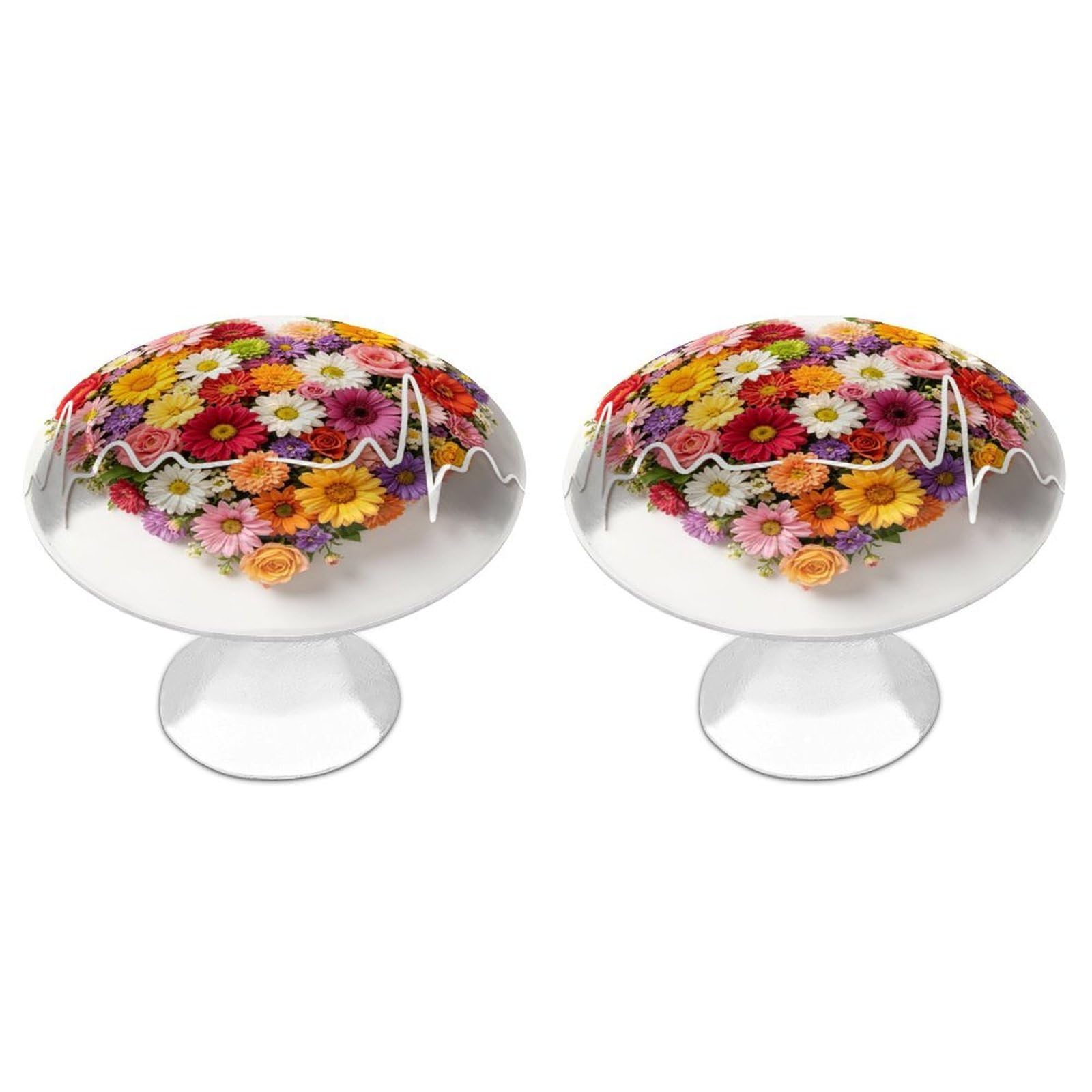 Btcowzrv Style Heartbeat Flower Bouquet 2 Pack Cabinet Knobs Drawer Pulls