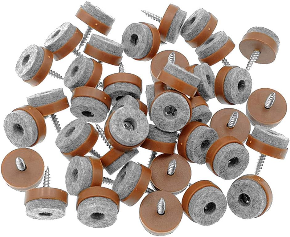 ALIMITOPIA 40pcs Screw-on Furniture Felt Pad Chair Glide Slider Hardwood Floor Protector for Wooden Leg Feet of Chair Table Furniture(Φ28mm or 1.1";Brown)
