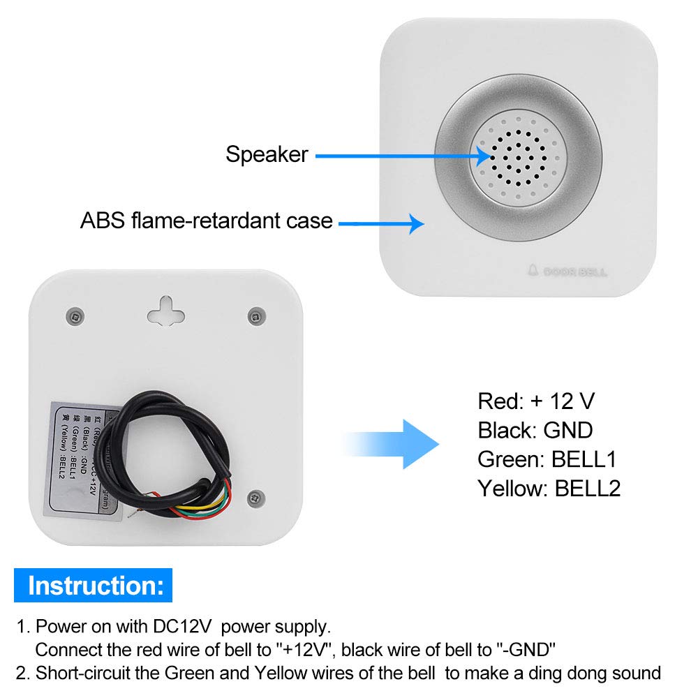 Kit de contrôle d'accès étanche avec clavier RFID - Petit verrou - Dispositif de libération de sortie de porte avec sonnette pour système d'entrée de porte simple