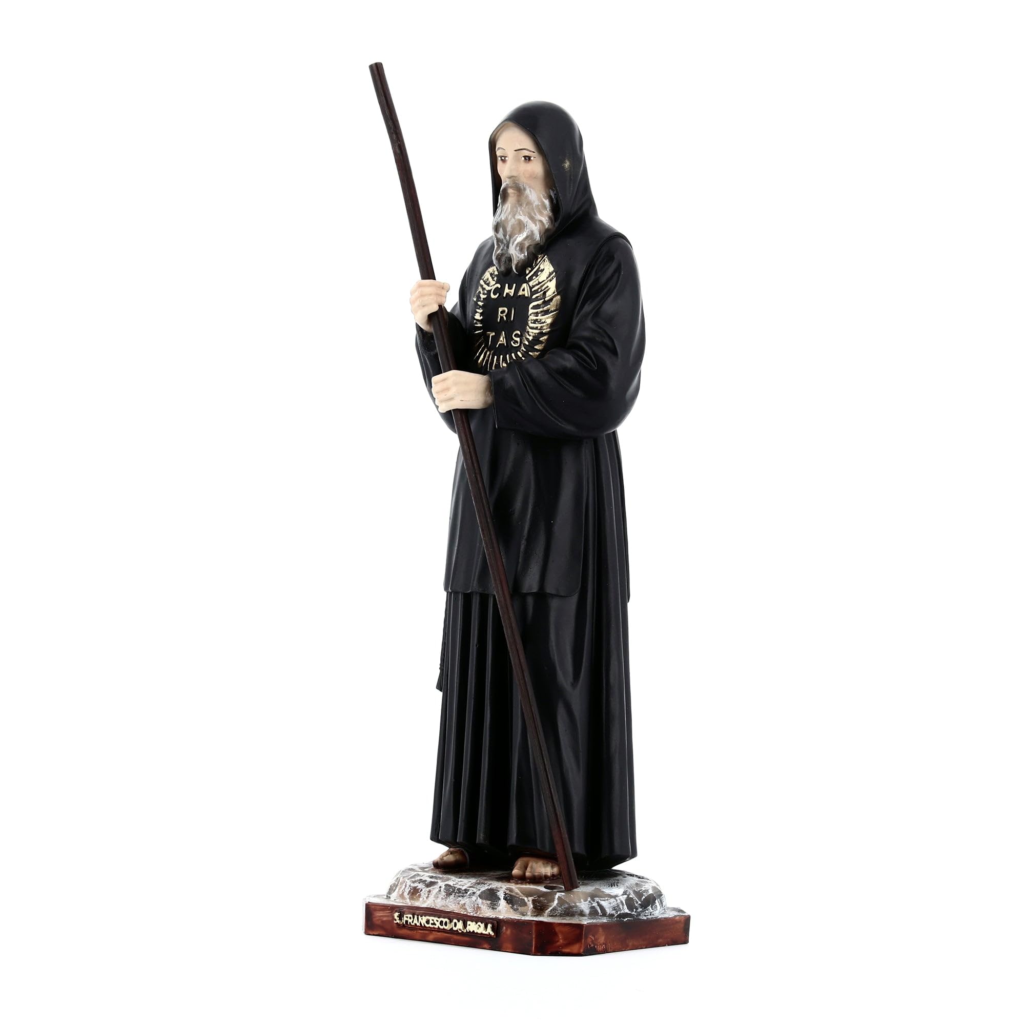 SHALOM - Statua San Francesco Da Paola In Resina. Altezza 25 Cm
