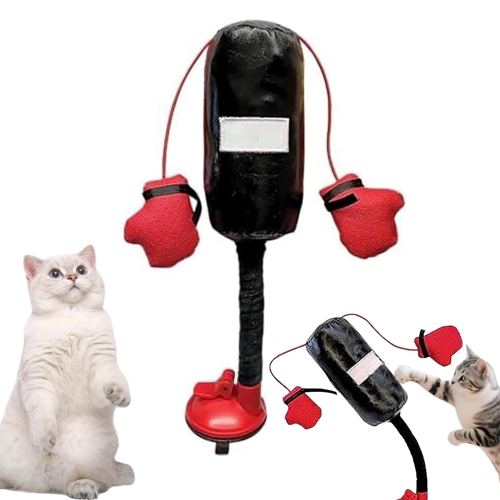 YSINOBEAR Cat Punching Bag Toy, Interactive Cat Boxing Toys for Indoor Cats, Funny Punching Bags Toy with Boxing Gloves, Creative Kitten Exercise Boxing Bag Toys, for Cats, Small Dog, Puppy (A)