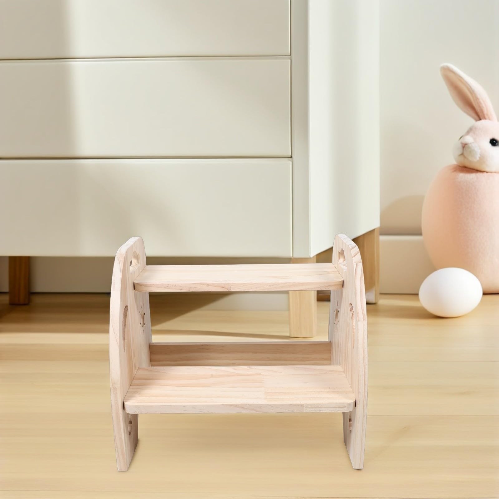Beaupretty Taburete Infantil de Madera con Doble Escalón para Baño y Lavado Seguro y Resistente para Hogar
