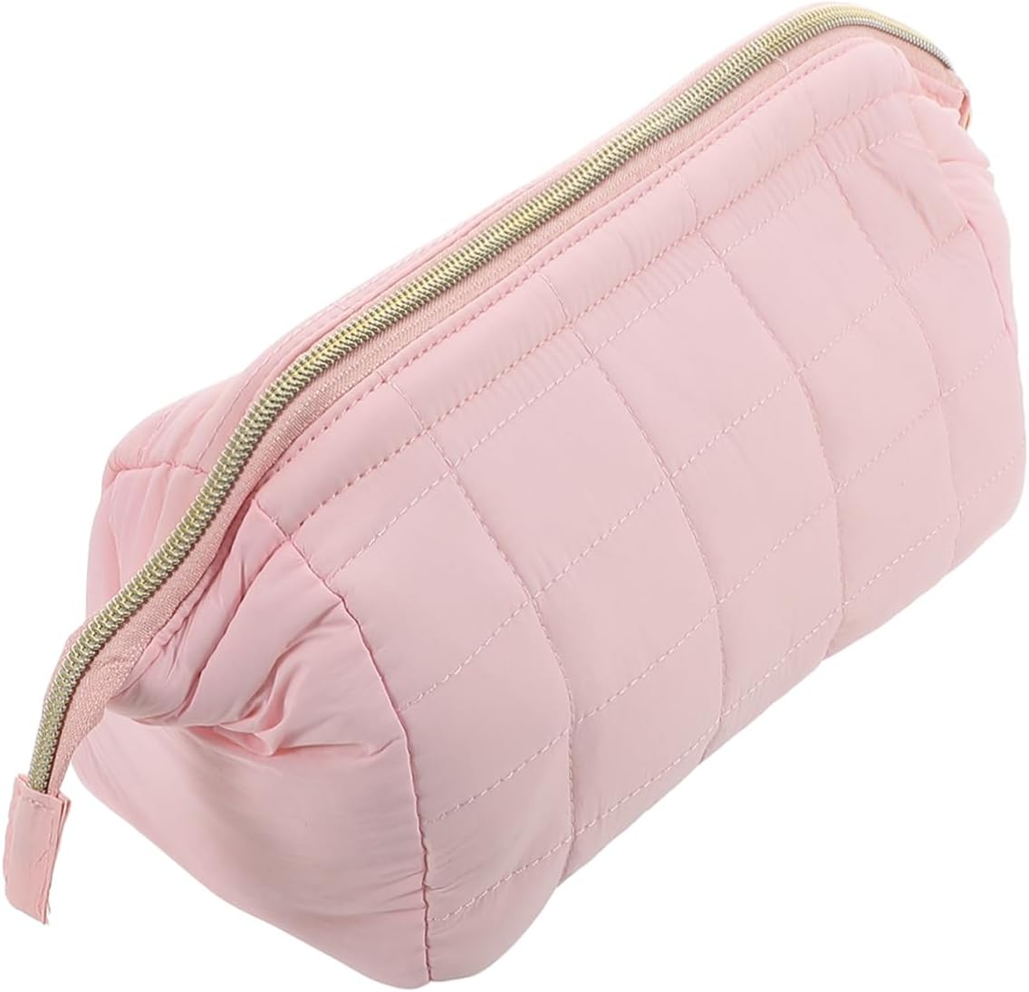 Cute Cotton Toiletry Bag for Women, Soft Pink Travel Makeup Storage