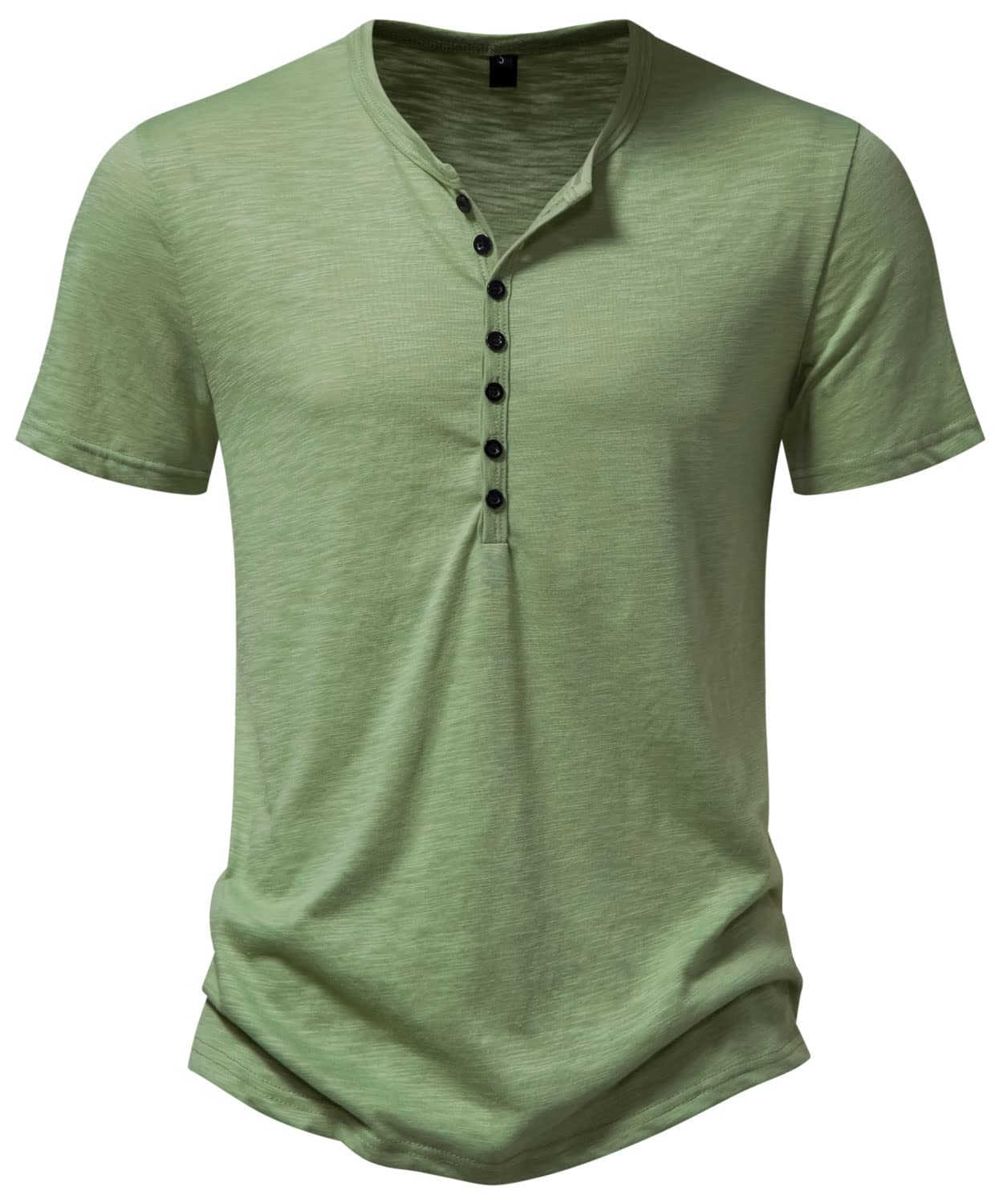 PARKLEESMen's Casual Cotton Short Sleeve Henley Shirts Slim Fit Lightweight Comfortable T-Shirt Tops