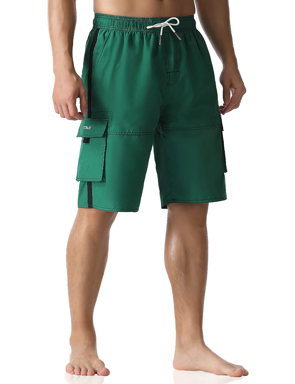 Nonwe Men's Swim Trunks with Drawstring Boardshorts Quick Dry for Water Sports Green 32