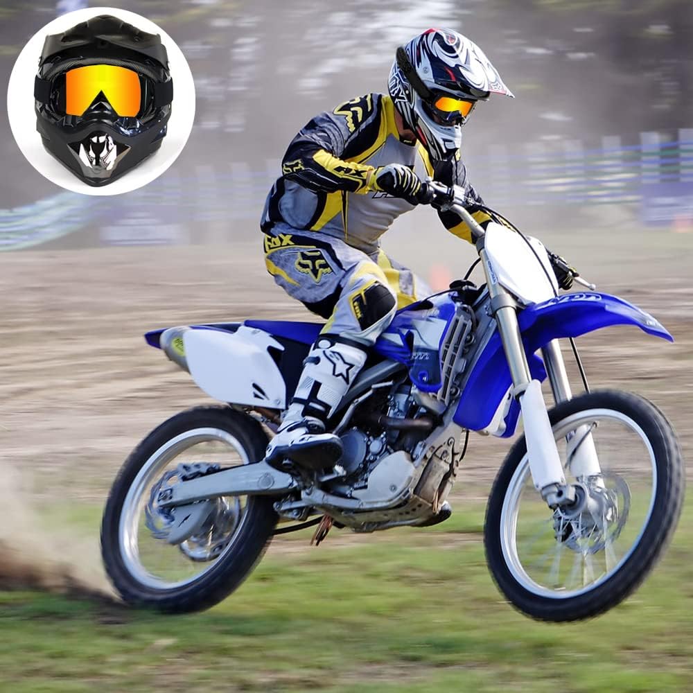 LJDJ Motorcycle Goggles -Dirt Bike ATV Motocross Eyewear Anti-UV Adjustable MX Riding Offroad Protective Glasses Racing Combat Tactical Military Goggles for Men Women Youth Adult : Automotive