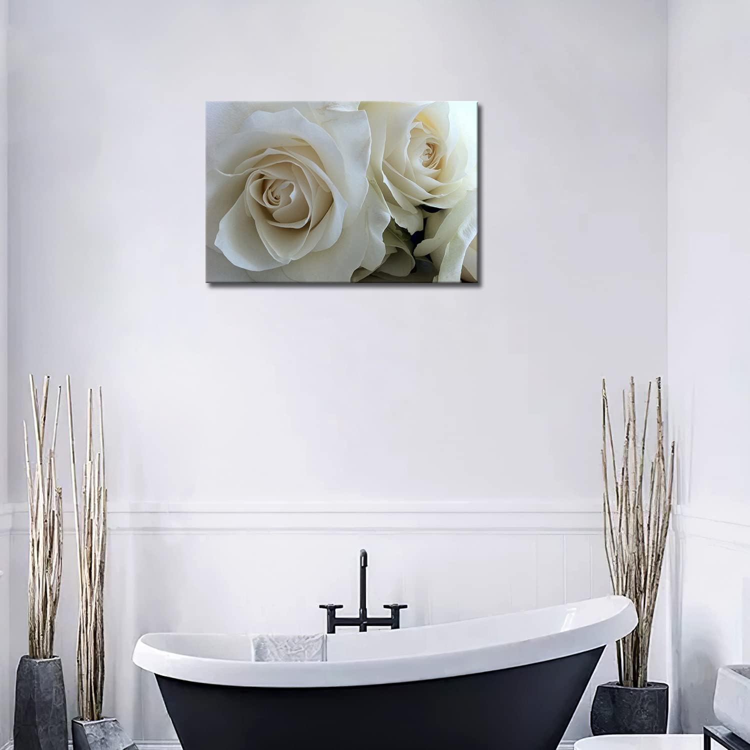 First Wall Art - Huge Roses in Pure White Wall Art Painting Pictures Print On Canvas Flower The Picture for Home Modern Decoration