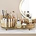 Booklov Rotating Makeup Organizer for Vanity, Large Capacity Cosmetic Display Case, Clear Acrylic Countertop Beauty Storage Holder for Skincare, Brush Eyeshadow Lipstick, Counter Desk, Crystal Amber