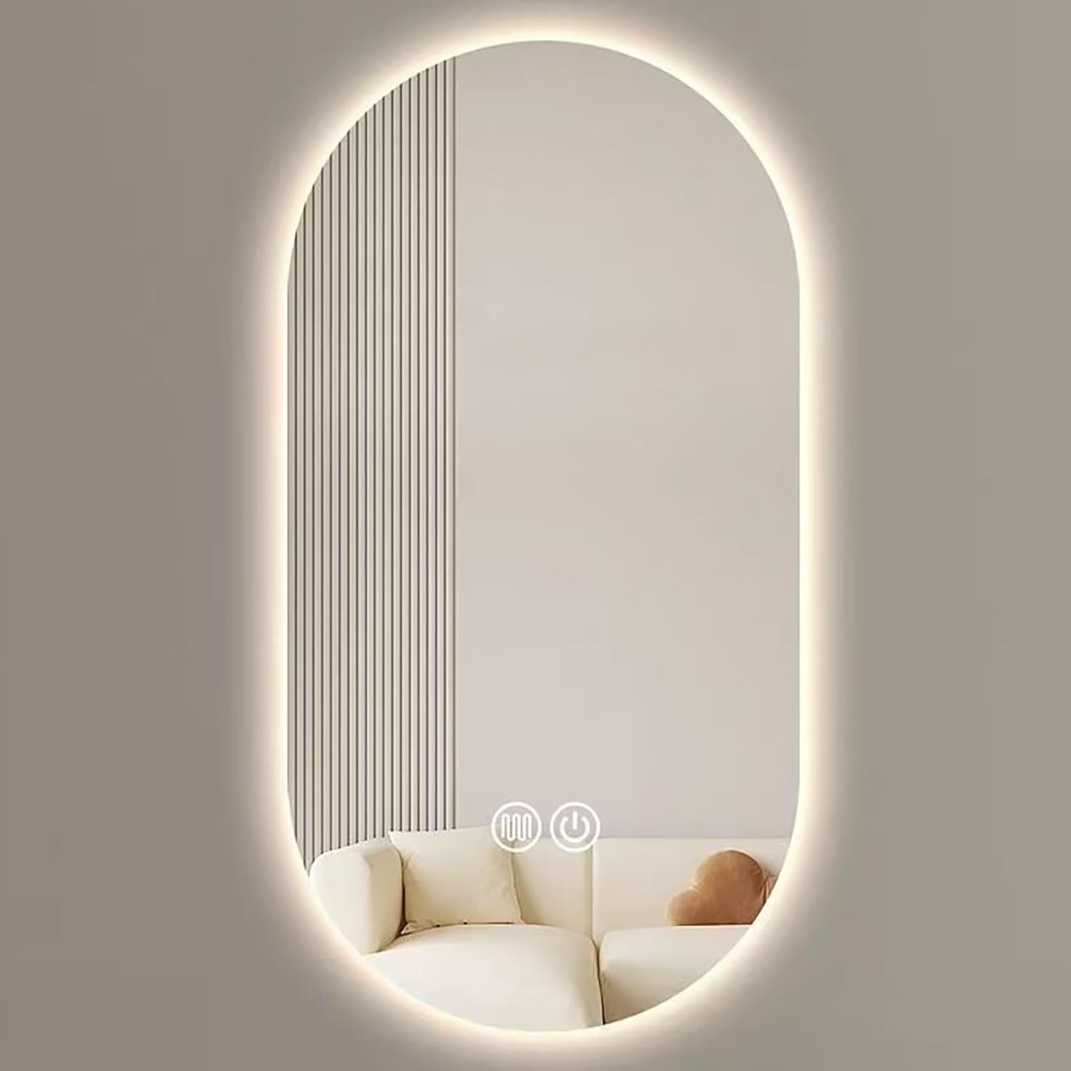 Atwnjkp Oval LED Backlit Anti-fog Bathroom Mirror | Dimmable 3000K-6000K Colour Temp, Wall Mounted 50x80cm(19.7x31.5in) Wall Mirror for Vanity, Makeup, Hallway & Living Room Mirror – Style A