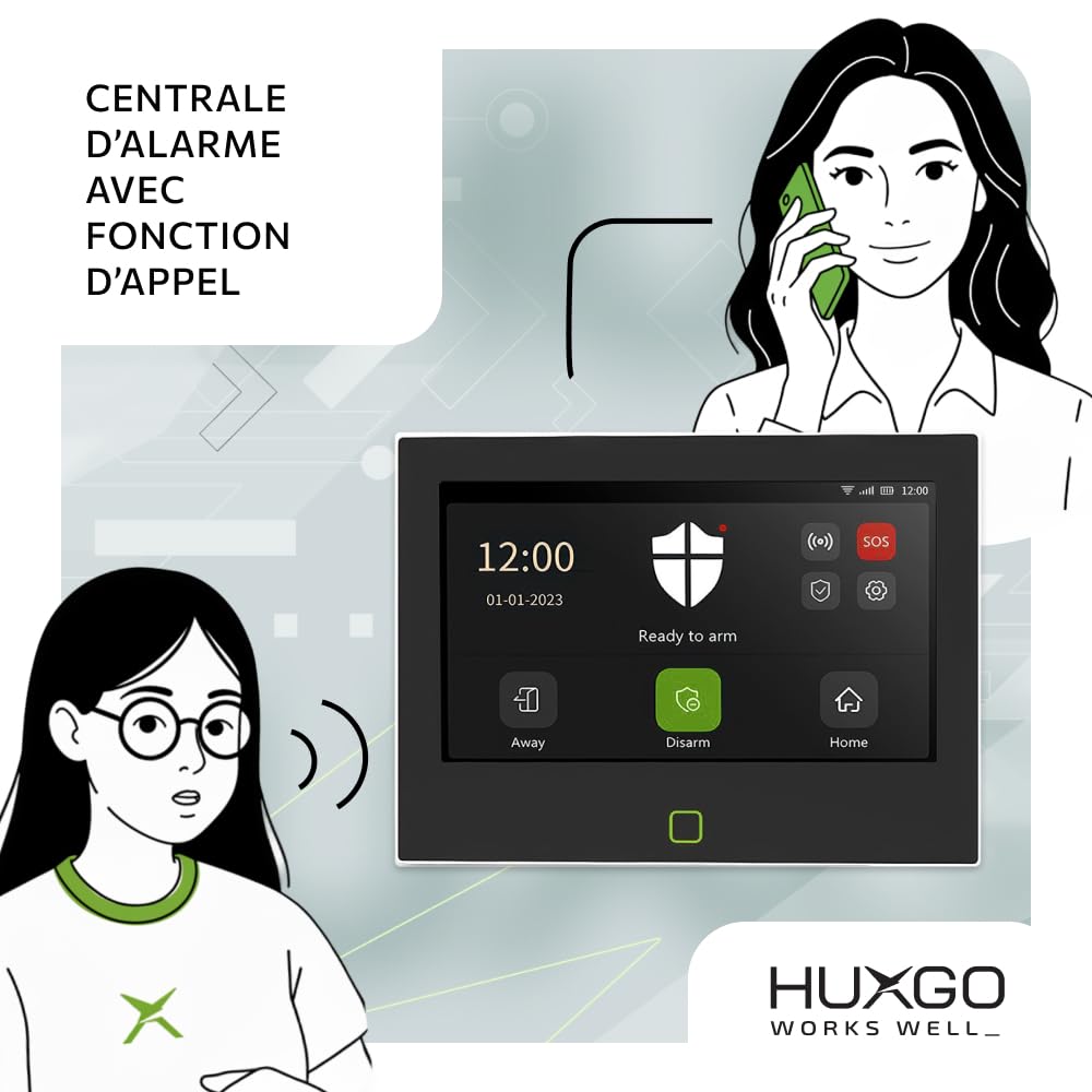 HXA700 Alarme Maison sans Fil WiFi + GSM 4G avec sirène integrierter - Interface en FRANÇAIS | Kit avec 3X détecteur PIR, 1x capteurs Ouverture Porte/fenêtre | Tuya Smart Life