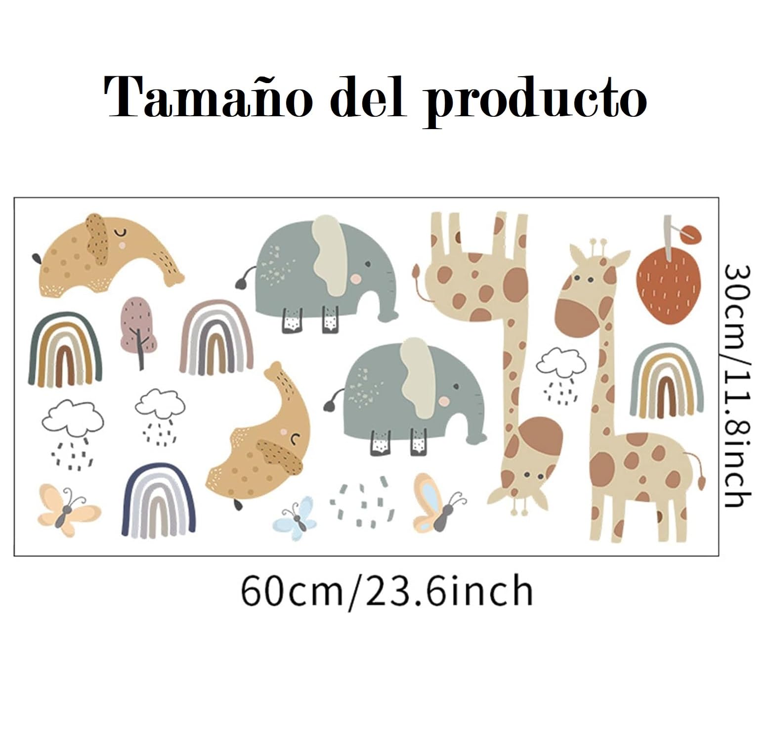 Set de 19 Pegatinas Infantiles de Vinilo Adhesivo - Animales y Mariposas Decorativas - Decoracion habitacion infantil - Decoracion Habitacion Bebe - Vinilo Adhesivo Pared