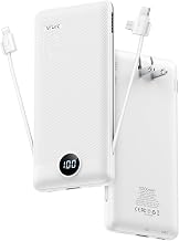 VRURC 3-in-1 Portable Charger, Built-in Cord & Foldable Wall AC Plug-White