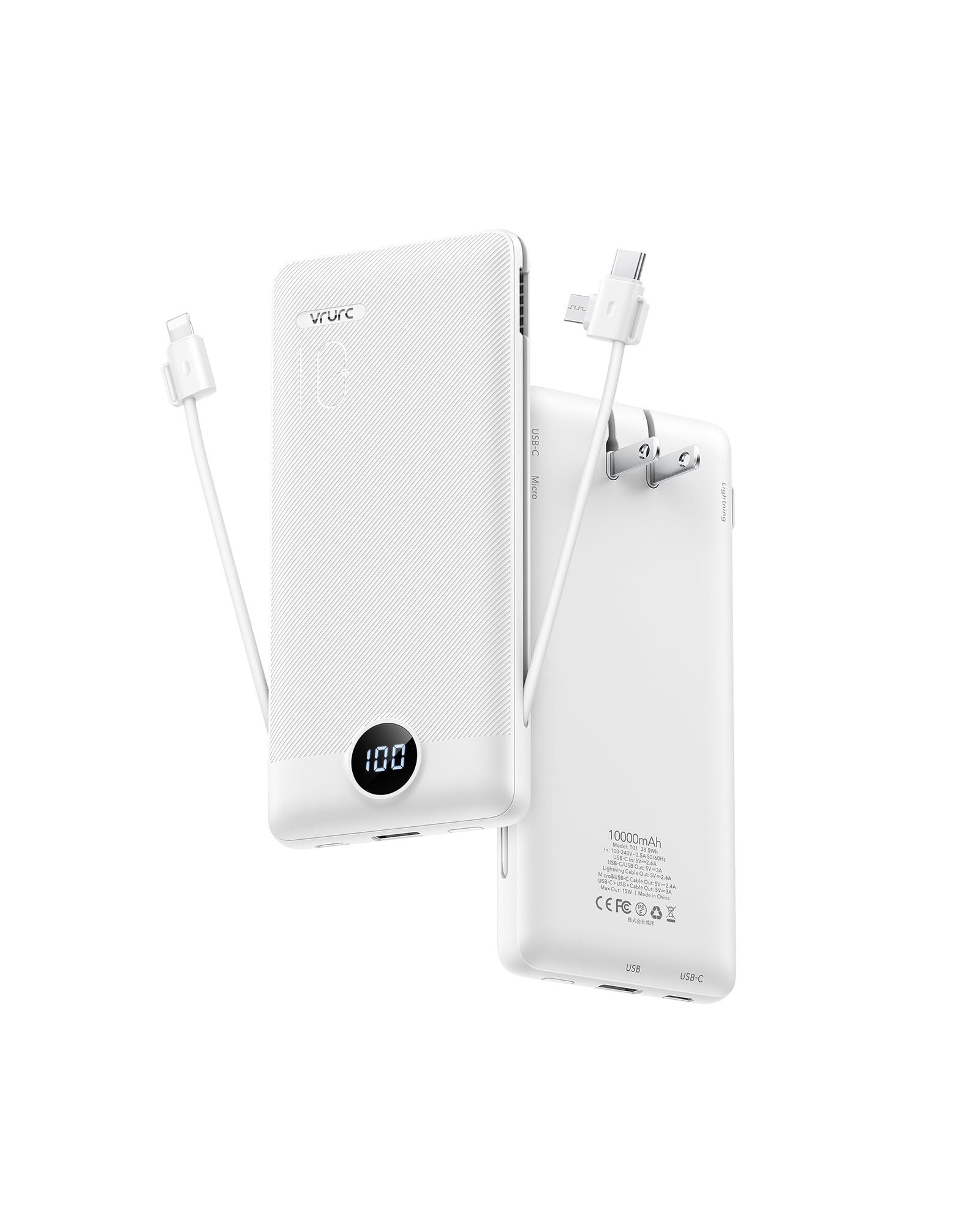 VRURC 3-in-1 Portable Charger White