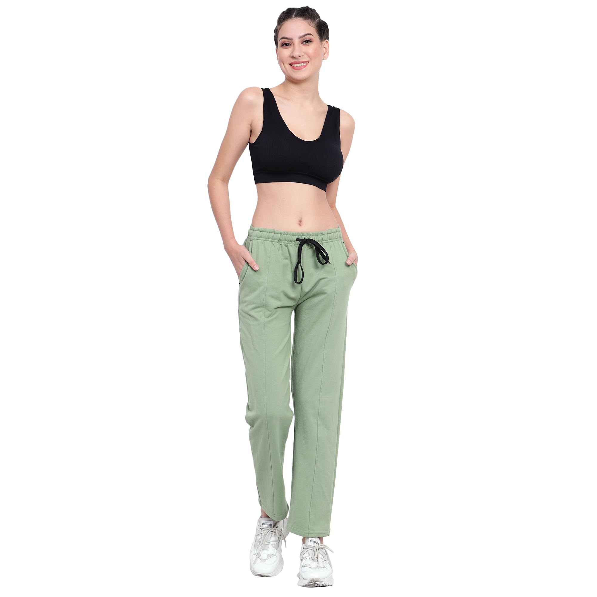 Libas Cotton Track Pants for Women | Stylish Regular Fit Joggers | Soft Breathable Casual Pants, Walking, & Fitness | Comfortable Mid-Rise Womenâ€™s Track Pant in neutral
