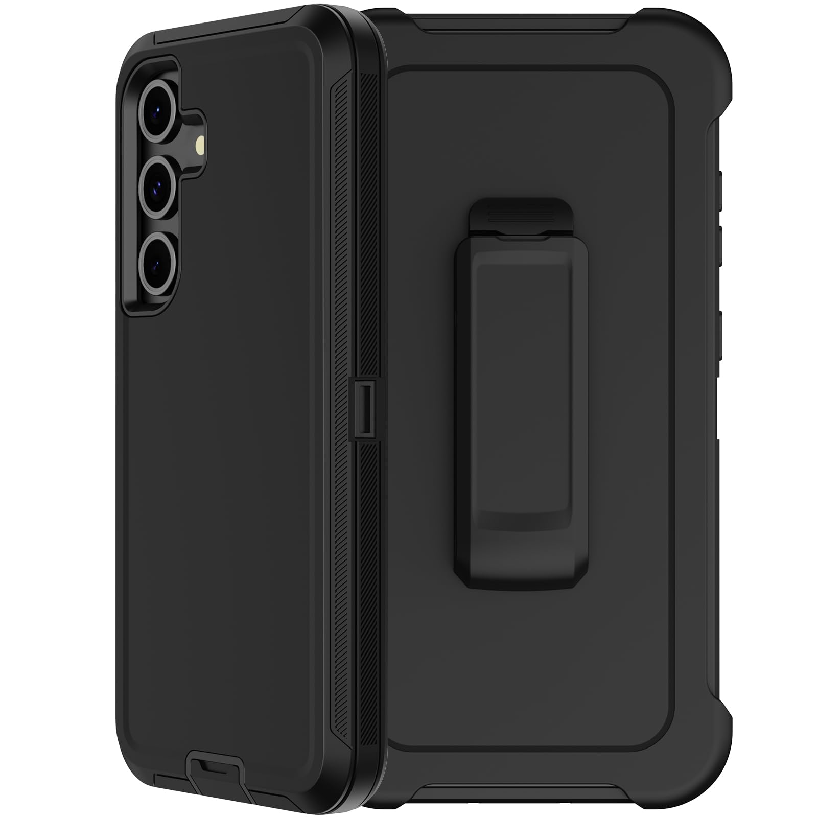 RubCase for Samsung Galaxy S24 FE Case with Belt Clip Holster, 2 x Screen Protector, Heavy Duty Military Grade Full Body Shockproof Rugged Protective Cover for Samsung Galaxy S24 FE Black