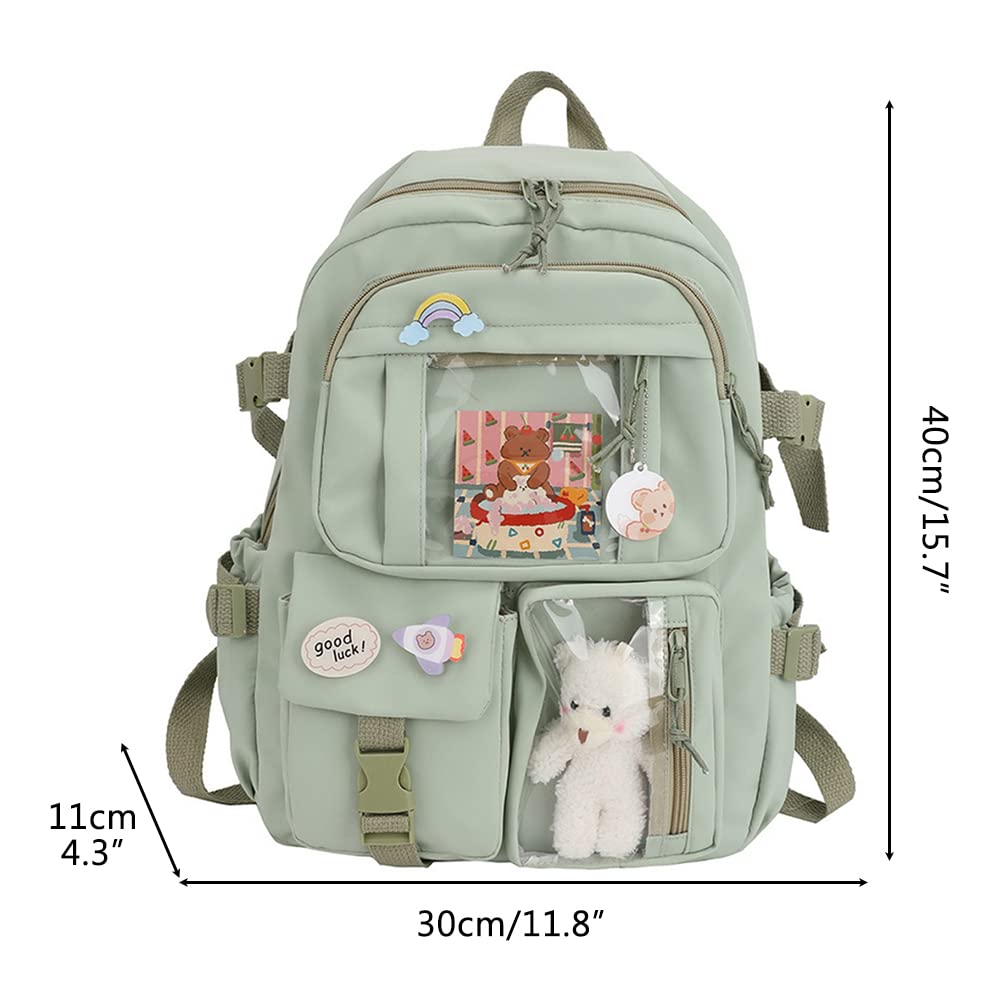 Kawaii - Mochila escolar con diseño de oso de osito, bonita mochila de gran capacidad y mochila japonesa con múltiples bolsillos para adolescentes