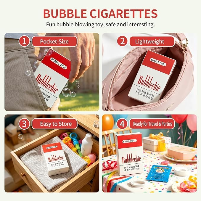 Image of Bubble Cigarette Pack,Box Bubble Toy,Funny Mini Bubble Blower Stick Toy for Relaxation Party Gift