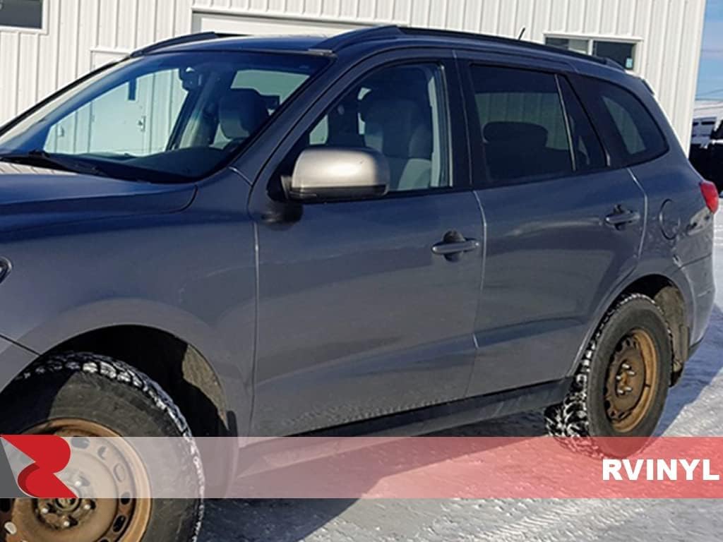 Rvinyl Pillar Post Window Trim Compatible with Hyundai Santa Fe 2007-2012 - Gloss (Black)