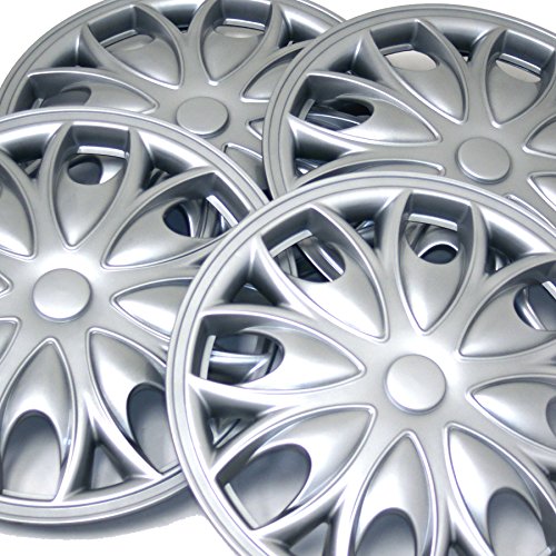 Image of WSC3-526S15 4pcs Set Snap-On Type (Pop-On) 15-Inches Metallic Silver Hubcaps Wheel Cover