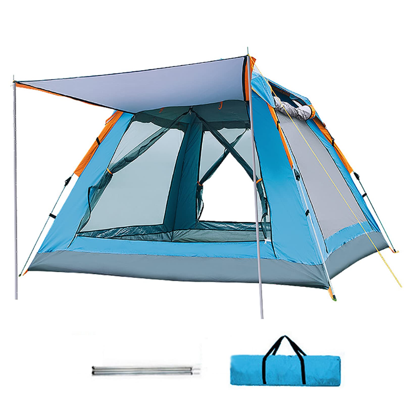 Automatisches Speed-Open-Zelt für 3–4 Personen, Familienkabinenzelte, 2 Türen und 2 Fenster mit Mesh, Wasserdichtes Outdoor-Campingzubehör