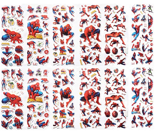 CHUANGOU Autocollant éponge Spiderman, Enfants Stickers 12 Feuilles Autocollant, Enfant Récompenser Scrapbooking Cover