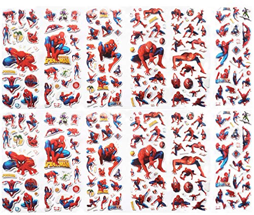 Autocollant éponge Spiderman, Enfants Stickers 12 Feuilles Autocollant, Enfant Récompenser Scrapbooking