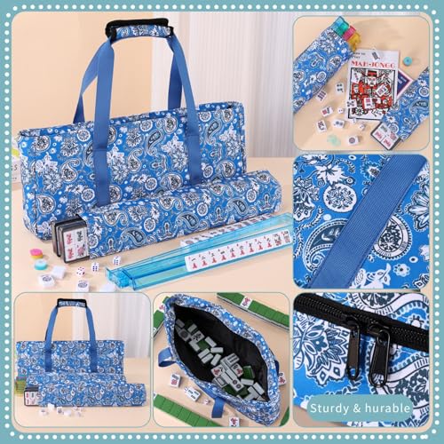 Bolsa para fichas Mahjong azul con compartimentos miniatura 6