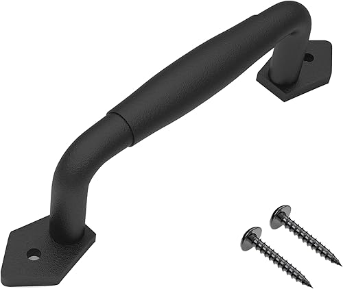 Miniatura 3 de VivaLight Manija redonda rústica de 8 pulgadas para puerta de granero, tirador de acero negro para puertas corredizas, puertas, garajes, cobertizos,