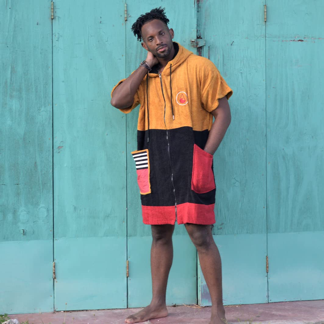 WAVE HAWAII ZIP-Surfponcho für Körpergrößen von 161-183 cm aus 100% ÖKO Baumwolle Umkleidehilfe für Schwimmen Strand Surfen Duschponcho Surf Poncho für Damen Herren Erwachsene