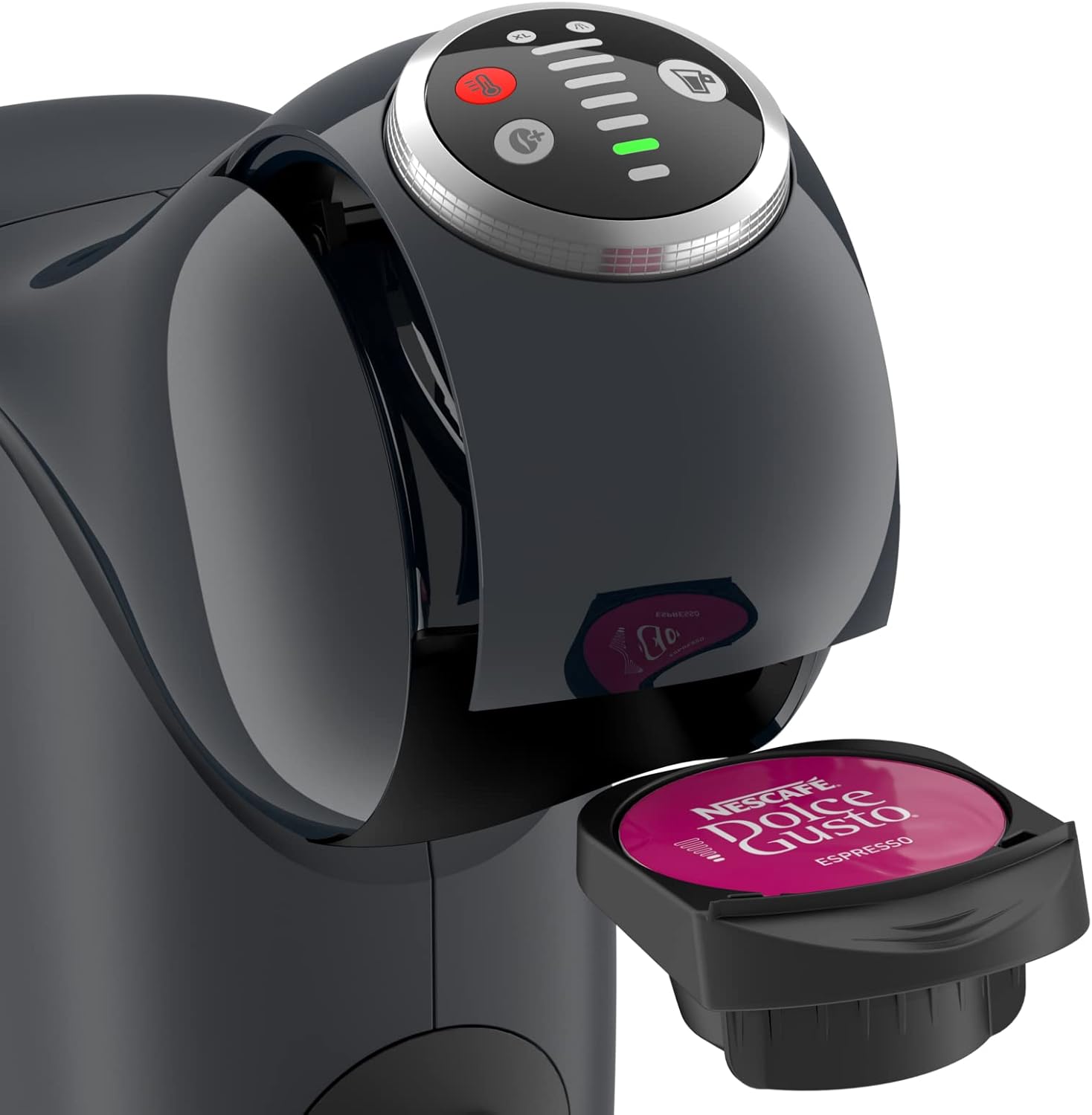 Inserting a Nescafé Dolce Gusto capsule into the machine