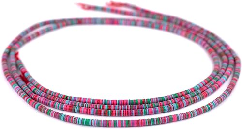 Miniatura 3 de TheBeadChest Red Medley - Cuentas de vinilo para disco, 0.157 in, Ghana, multicolor africano, heishi, heishi, 33 pulgadas, hecho a mano