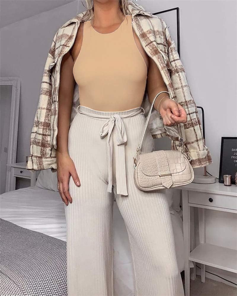 Allchic Womens Tank Bodysuits Tops Sexy Sleeveless Shirts Racer Back Basic Jumpsuits - Image 5