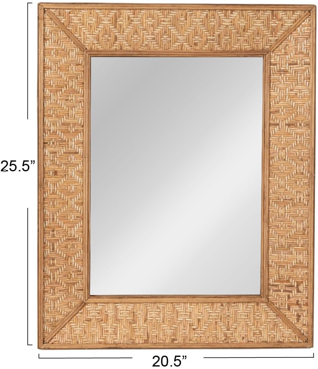 Creative Co-Op Handwoven Natural Rattan Rectangle Wall Mirror, Natural