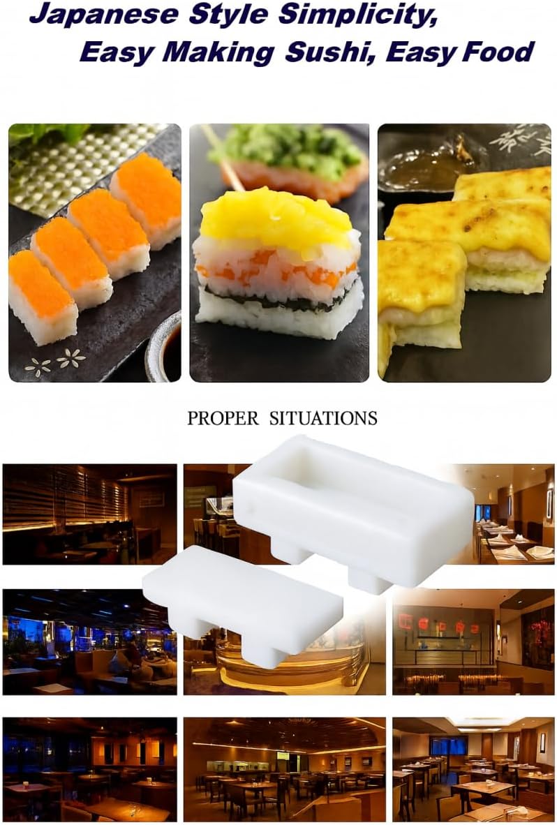 Onigiri Sushi Mold Press, Musubi Maker Rice Molds, Spam Musubi Press, Professional Sushi Tools for Restaurant & Home (White Plastic)