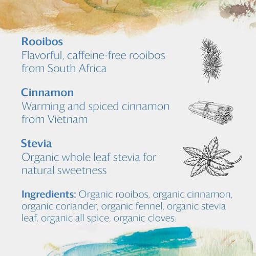 Miniatura 2 de Grace Farms ROOIBOS CHAI - Té de hierbas (12 sobres envueltos)  Saludable y sin cafeína  Orgánico, Comercio Justo y Certificado Kosher  Devuelve el