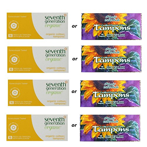 Seventh Generation Organic Tampons with Applicator 16 Count Box Packaging May Vary (4 Pack (Total of - //coolthings.us